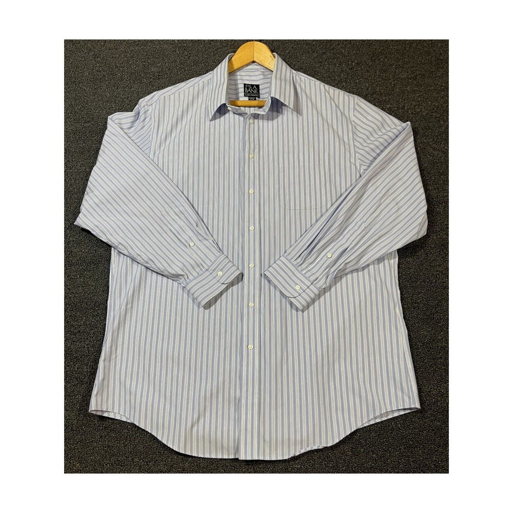 JOS A BANK Classic Collection Tailored Fit Blue Striped Dress Shirt‎ Mens L